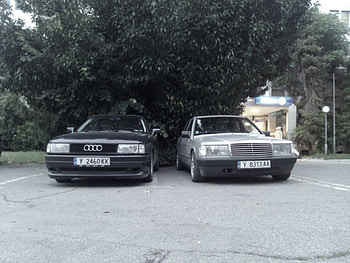 Audi 80 & Mercedes 124, 16v, kamei, W124, stance, sport edition, audi, mercedes HD wallpaper
