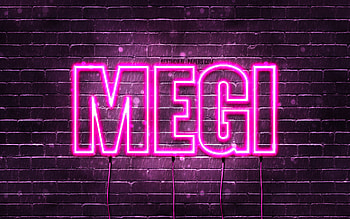 Megi, , with names, female names, Megi name, purple neon lights, Megi Birtay, Happy Birtay Megi, popular italian female names, with Megi name HD wallpaper