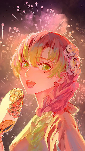 Mitsuri Kanroji, eye, head, Anime, Demon_Slayer HD phone wallpaper
