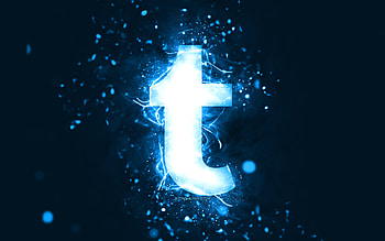 Tumblr blue logo, , blue neon lights, creative, blue abstract background, Tumblr logo, social network, Tumblr HD wallpaper