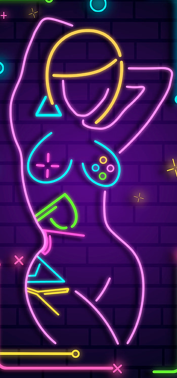 Play game girl, red, magenta, neon, games, colorful HD phone wallpaper