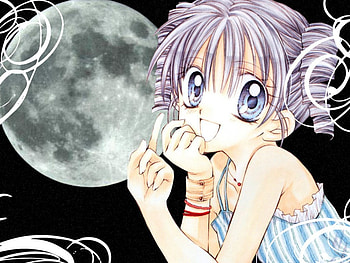 Girl, purple, anime, moon HD wallpaper