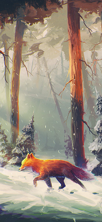 Crimson Fox — Winter Forest , Animal, fox HD phone wallpaper