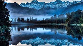 foggy lake, winter, lake, foggy, tree HD wallpaper