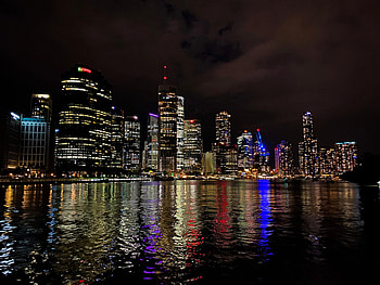 Cities, Water, Architecture, Building, Lights, Reflection, Night City HD wallpaper