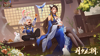 Queen and her bunny, blue, girl, fantasy, Queen HD wallpaper