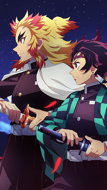 Kyojuro Rengoku, Tanjiro Kamado, Anime, Demon Slayer: Kimetsu no Yaiba HD phone wallpaper