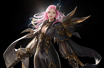 Fantasy Girl, Black, Pink hair, Girl, Beauty, Fantasy HD wallpaper
