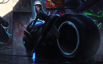 Tron Bike Anime Girl, anime, anime-girl, bike HD wallpaper