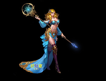 Fantasy girl, blue, black, blonde, fantasy, game, girl HD wallpaper
