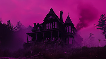 Haunted House: A Spine-Chilling Ultra, haunted house, purple sky, fog HD wallpaper