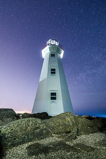 Night, Building, Miscellanea, Miscellaneous, Starry Sky, Lighthouse HD phone wallpaper