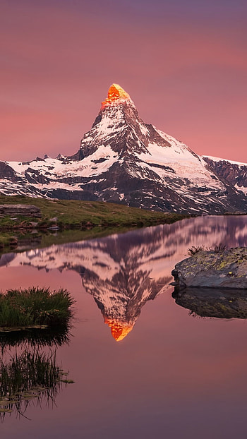 Matterhorn Majesty: Serene Lake Reflection, landscape, lake, peak, mountain, nature HD phone wallpaper