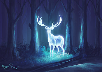 Deer Fantasy Artwork, deer, fantasy, artwork, artist, digital-art, forest HD wallpaper