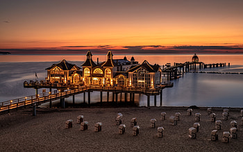 Pier in Germany, Beach, Europe, Sea, Sky HD wallpaper