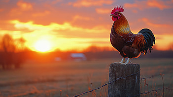 Sunset Rooster — Ultra, chicken, sunset HD wallpaper