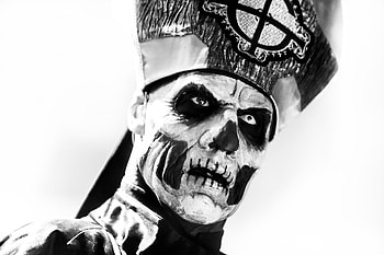 Ghost BC, Papa Emeritus, Musician face paint, Monochrome aesthetic HD wallpaper