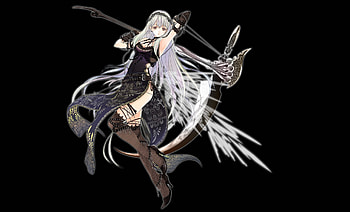 Shinigami, gothic, wings, sickle, girl, long hair, dark HD wallpaper