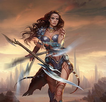 Warrior girl, frumusete, fantasy, girl, grafit studio, warrior HD wallpaper