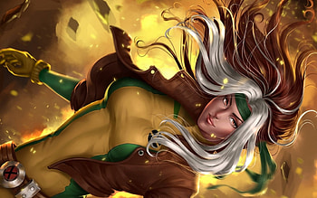 Rogue, fantasy, art, yellow, game, girl, woman, marvel HD wallpaper