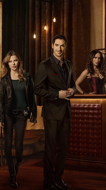 Lesley-Ann Brandt, Lauren German, and Tom Ellis, Lucifer HD phone wallpaper
