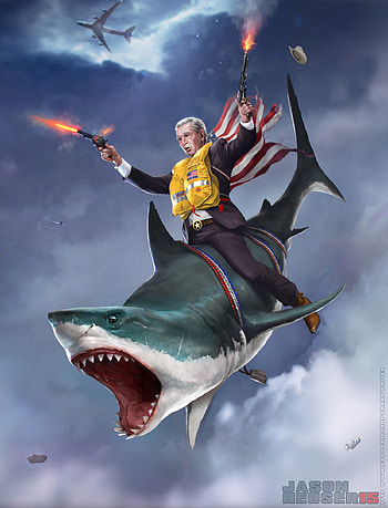George DUBYA Bush : On a Shark HD phone wallpaper