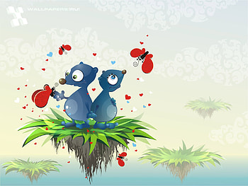 Love Birds, abstract, bluebirds, love, hearts HD wallpaper