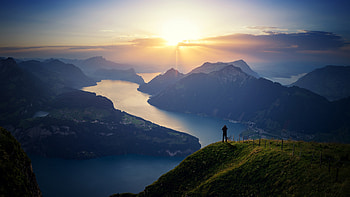Lake Lucern Landscape Mountains, nature, lake, landscape, mountains HD wallpaper