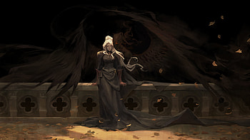 Fantasy, couple, woman and vampire HD wallpaper