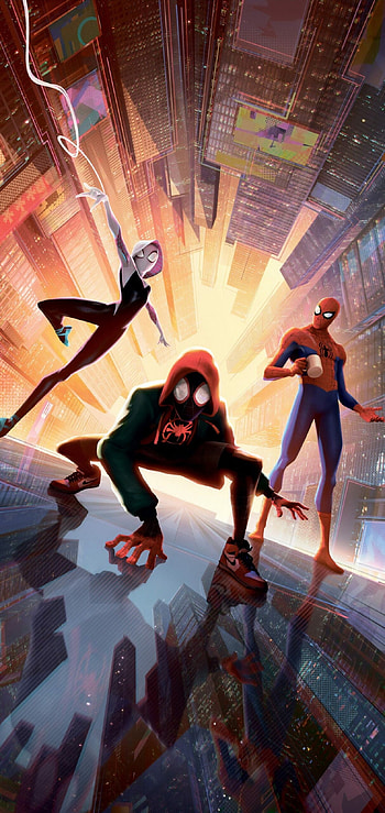 Spider-Verse , Dynamic backgrounds, Exciting designs, Superhero showcase HD phone wallpaper