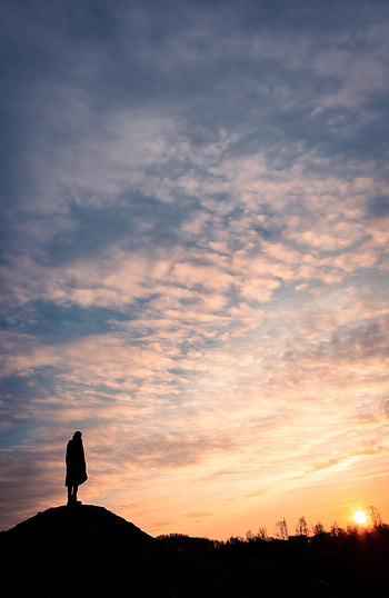 Sunset, Clouds, Dark, Silhouette, Human, Person, Loneliness HD phone wallpaper