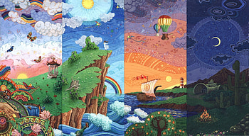 Seasons, abstract, fantasy, landscape, art, collage HD wallpaper