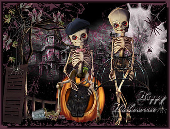 HALLOWEEN SKULLS, SKULLS, SKELTONS, HALLOWEEN, SPIDERS, CAT HD wallpaper