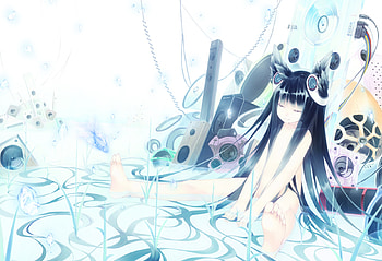 Beautiful Sound, barefoot, sexy, heads, hot, cute, blue hair, beautiful, long hair, beauty, itsuwa lethal, anime girl, music, kemomimi, animal ears, original HD wallpaper