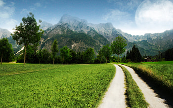 Luporus Garden, mountains, andrea andrade, field, green HD wallpaper