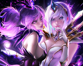 Dark and light Lux, sakimichan, girl, dark, pink, fantasy, lux, light, game, luminos HD wallpaper