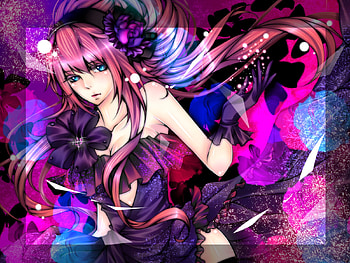 Megurine Luka, blue, black, luka, awesome, song, cute, vocaloid, dress, beauty, nice, music, vocaloids, flower, aqua eyes, sexy, program, white, hot, girl, singer, beautiful, pink hair, diva, mgeurine luka, pink, anime, pretty, cool, megurine, idol, virtual HD wallpaper