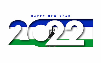 Happy New Year 2022 Lesotho, white background, Lesotho 2022, Lesotho 2022 New Year, 2022 concepts, Lesotho, Flag of Lesotho HD wallpaper