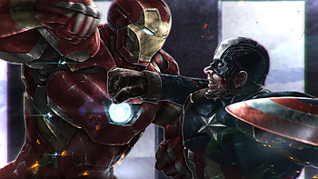 Captain America Vs Iron Man 2020, captain-america, iron-man, superheroes, artwork, artist, pixiv HD wallpaper