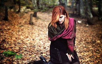 Silence Of Autumn, Leaves, Models, Woman, People, Autumn, Female HD wallpaper