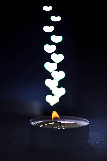 Dark, Glare, Flame, Heart, Candle HD phone wallpaper