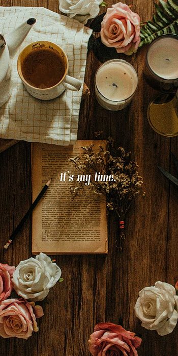 My time, aesthetic, tableware, motivated, coffee, neutral, motivational, saying HD phone wallpaper