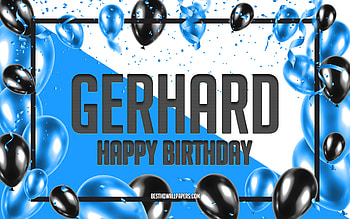 Happy Birtay Gerhard, Birtay Balloons Background, Gerhard, with names, Gerhard Happy Birtay, Blue Balloons Birtay Background, Gerhard Birtay HD wallpaper
