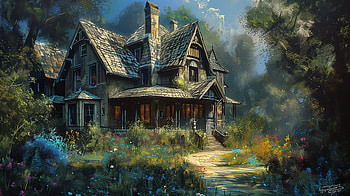 Enchanting Forest Dream Home, dream home, house, nature, flower, garden HD wallpaper