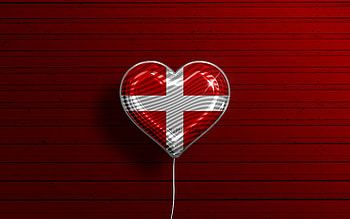 I Love Savoy, , realistic balloons, red wooden background, Day of Savoy, french provinces, flag of Savoy, France, balloon with flag, Provinces of France, Savoy flag, Savoy HD wallpaper