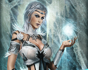 Ice Mage, Ice, Flowers, Woman, Magic, Fantasy HD wallpaper