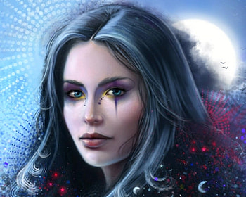 Spirit at night, face, fantasy, art, woman HD wallpaper