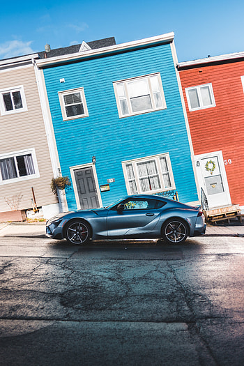 Blue sportcar, side view HD phone wallpaper