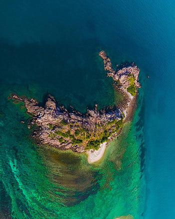 Nature, Rocks, View From Above, Ocean, Relief, Island HD phone wallpaper