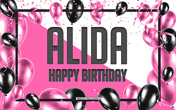 Happy Birtay Alida, Birtay Balloons Background, Alida, with names, Alida Happy Birtay, Pink Balloons Birtay Background, greeting card, Alida Birtay HD wallpaper
